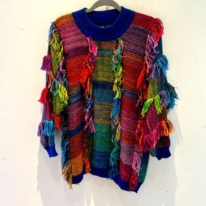 Vintage Collectible 80s Rainbow Fringe Sweater